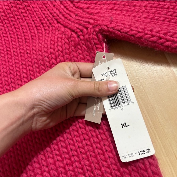 Jones New York Vintage Womens Pink Chunky Knit Oversized Turtleneck NWT Size XL - Picture 4 of 6